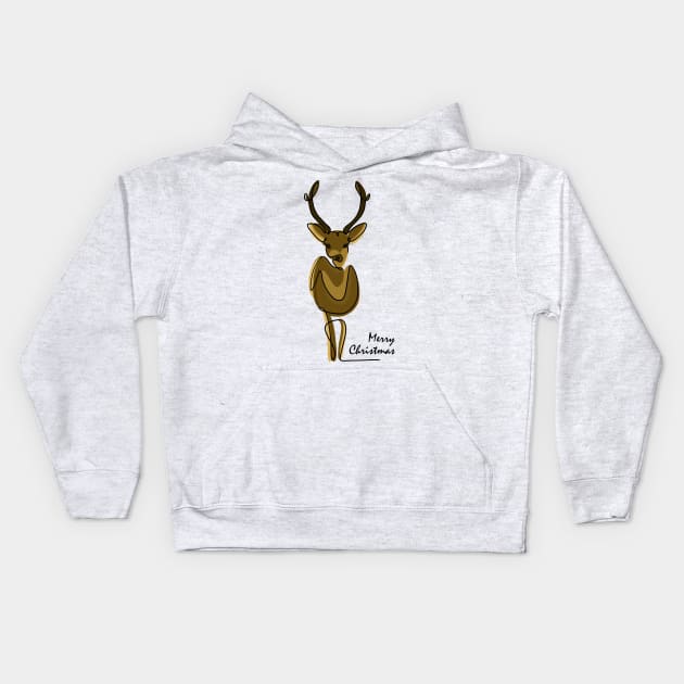 Christmas reindeer Kids Hoodie by Smoky Lemon